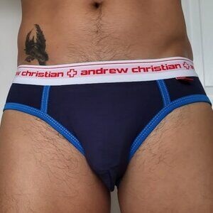 Andrew Christian Vintage Briefs Large Navy Blue NEW